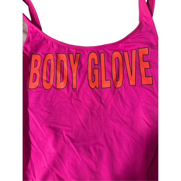 Body Glove Hot Pink One Piece Swimsuit High Cut Thong Logo Size M - Picture 5 of 6